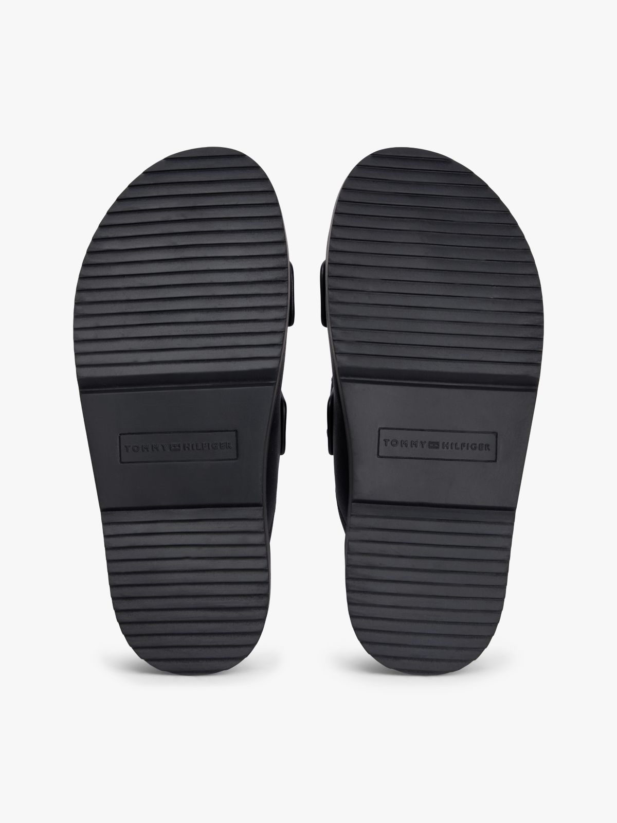 Leather TH Monogram Double Strap Sandals — Black