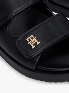 Leather TH Monogram Double Strap Sandals — Black 6