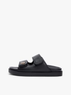 Leather TH Monogram Double Strap Sandals — Black 7