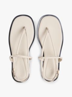 Leather TH Monogram Gold-Tone Heel Sandals — Beige 3