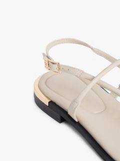Leather TH Monogram Gold-Tone Heel Sandals — Beige 6