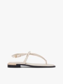 Leather TH Monogram Gold-Tone Heel Sandals — Beige 1