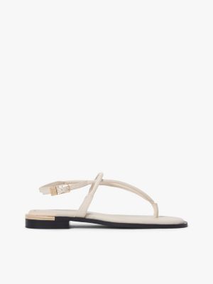 Leather TH Monogram Gold-Tone Heel Sandals