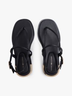 Leather TH Monogram Gold-Tone Heel Sandals — Black 3