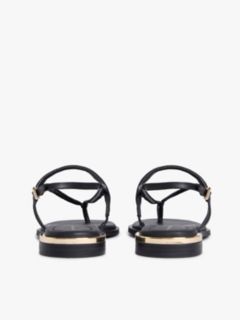 Leather TH Monogram Gold-Tone Heel Sandals — Black 4