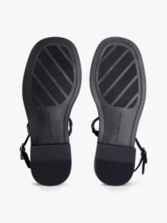 Leather TH Monogram Gold-Tone Heel Sandals — Black 5