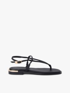 Leather TH Monogram Gold-Tone Heel Sandals — Black 1