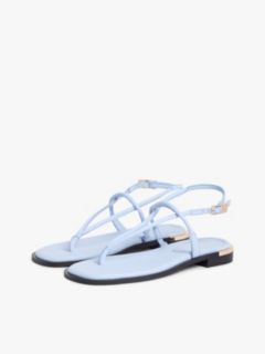 Leather TH Monogram Gold-Tone Heel Sandals — Blue 2