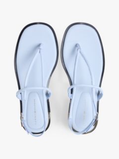 Leather TH Monogram Gold-Tone Heel Sandals — Blue 3