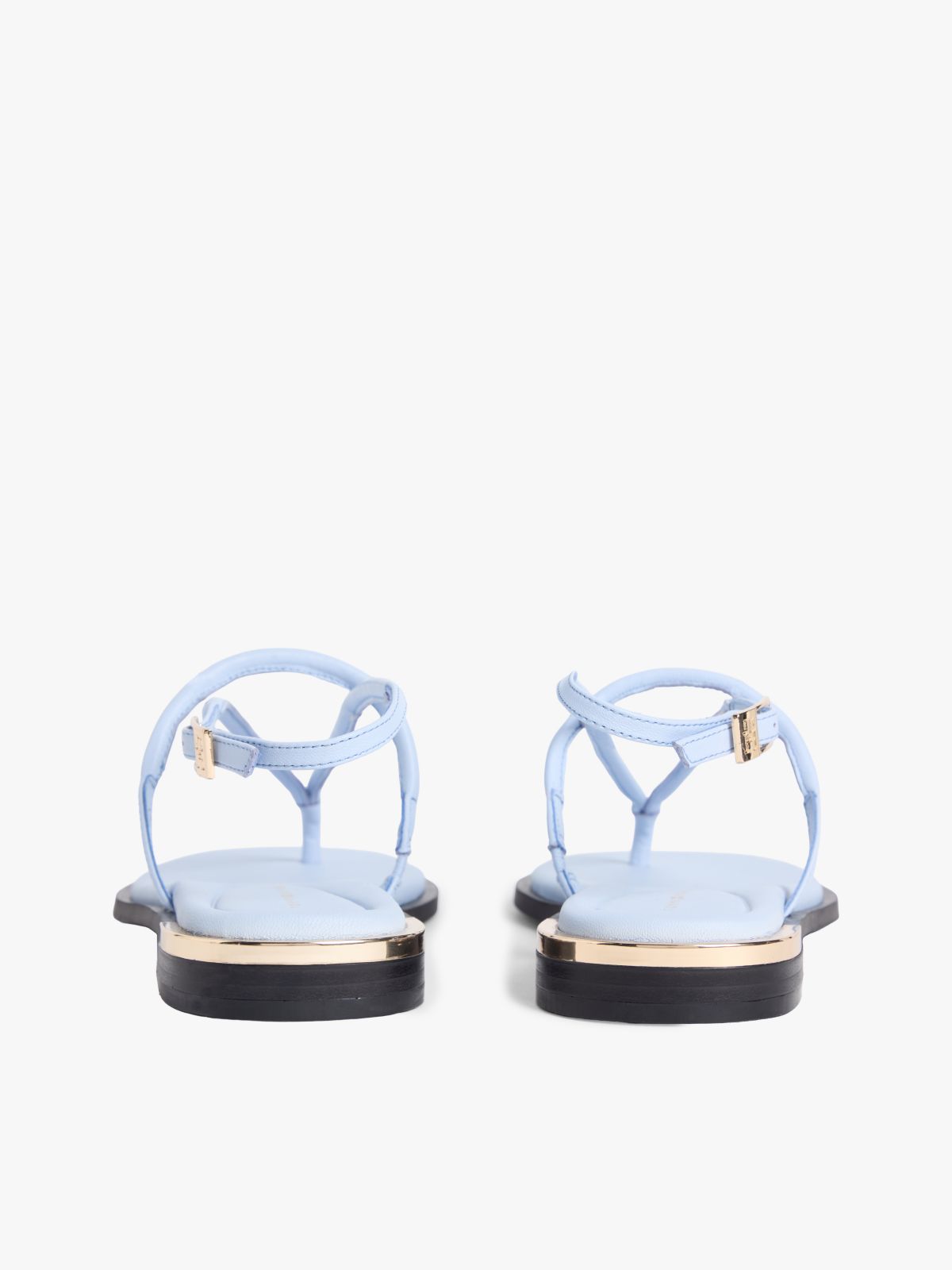 Leather TH Monogram Gold-Tone Heel Sandals — Blue
