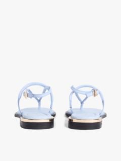 Leather TH Monogram Gold-Tone Heel Sandals — Blue 4