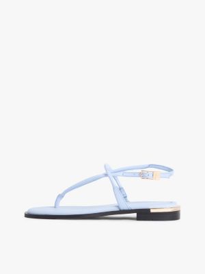 sandales en cuir à talon doré et monogramme th bleu pour femmes tommy hilfiger