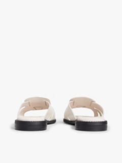 Leather Crest Square Toe Sandals — Beige 4