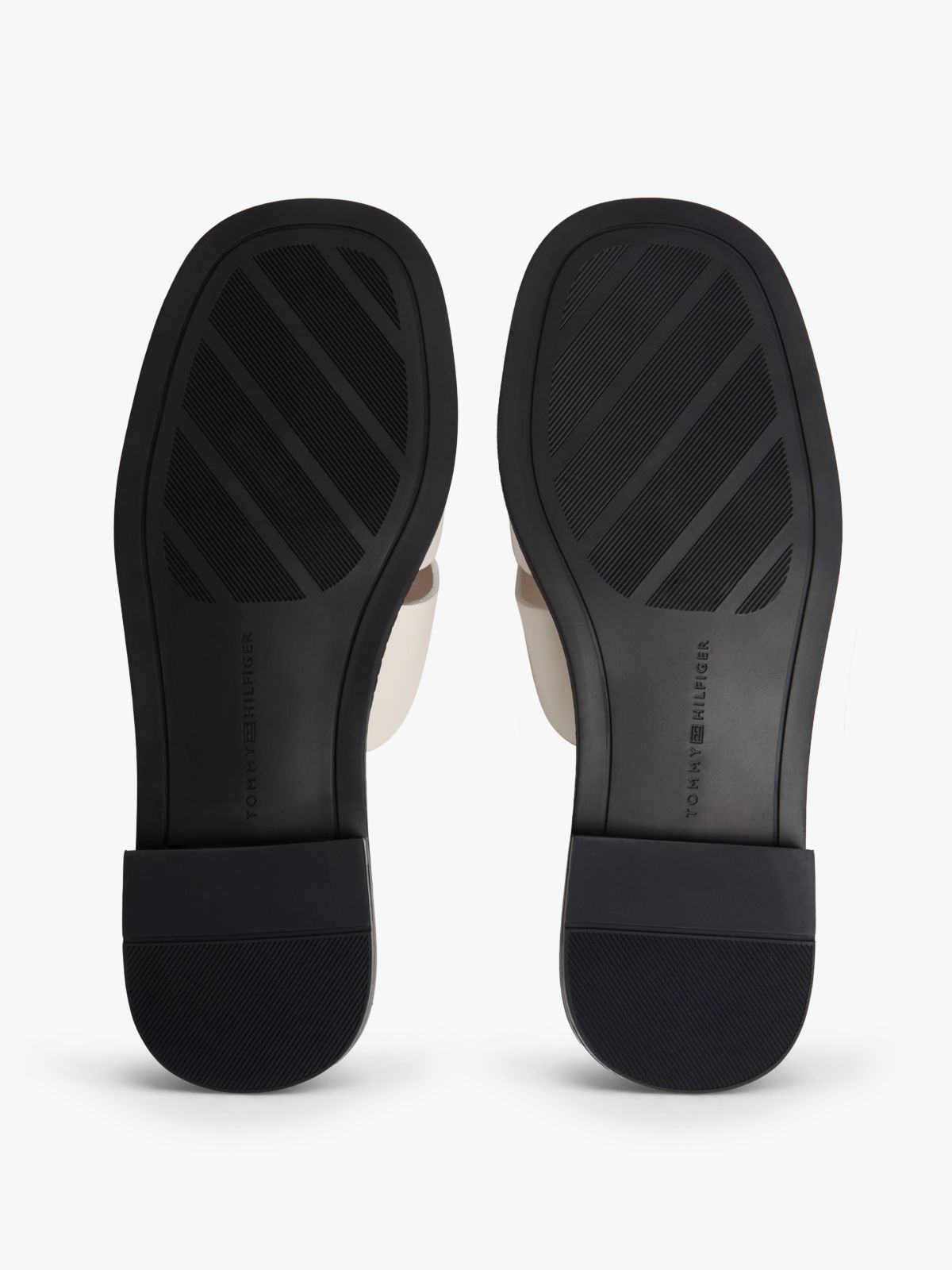 Leather Crest Square Toe Sandals — Beige