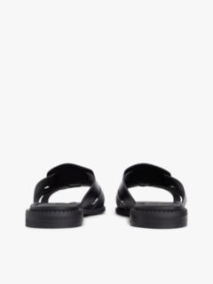 Leather Crest Square Toe Sandals — Black 4
