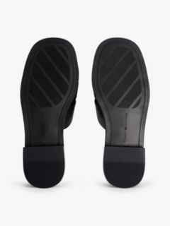 Leather Crest Square Toe Sandals — Black 5