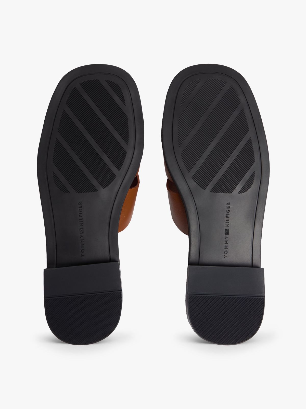 Leather Crest Square Toe Sandals — Brown