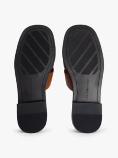 Leather Crest Square Toe Sandals — Brown 5