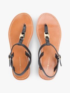 Leather TH Monogram Strap Sandals — Black 3