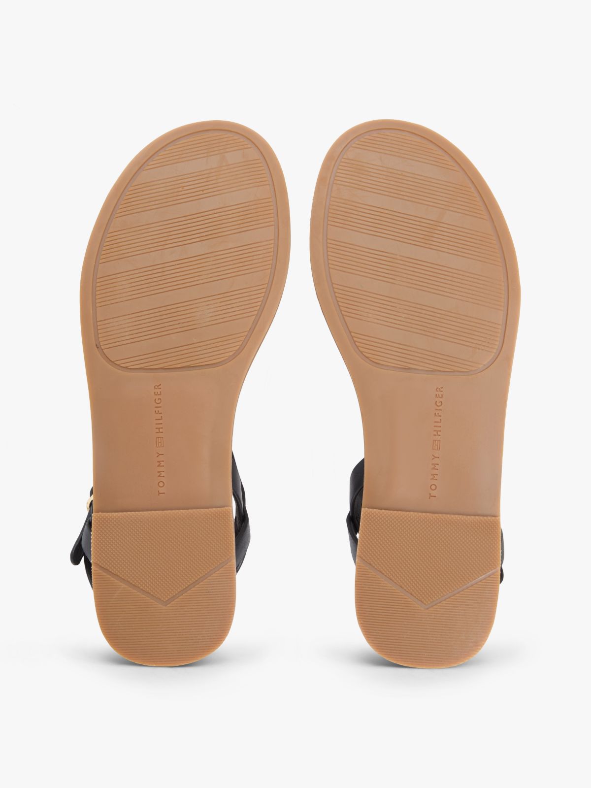 Leather TH Monogram Strap Sandals — Black