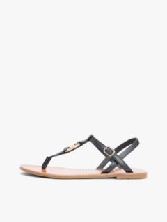 Leather TH Monogram Strap Sandals — Black 7