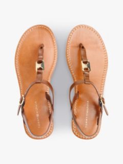 Leather TH Monogram Strap Sandals — Brown 3