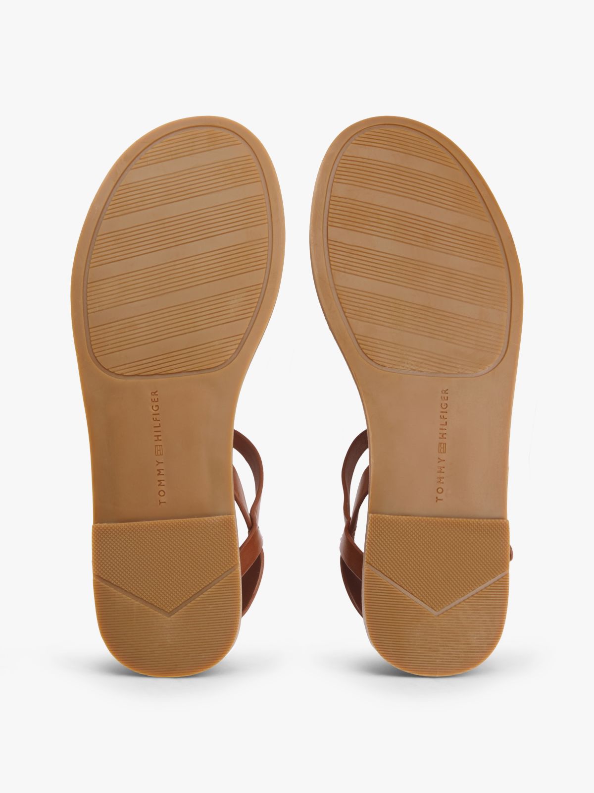 Leather TH Monogram Strap Sandals — Brown