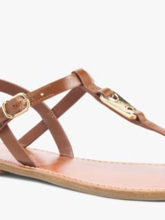 Leather TH Monogram Strap Sandals — Brown 6
