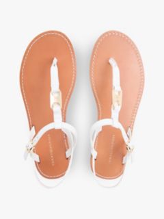 Leather TH Monogram Strap Sandals — White 3