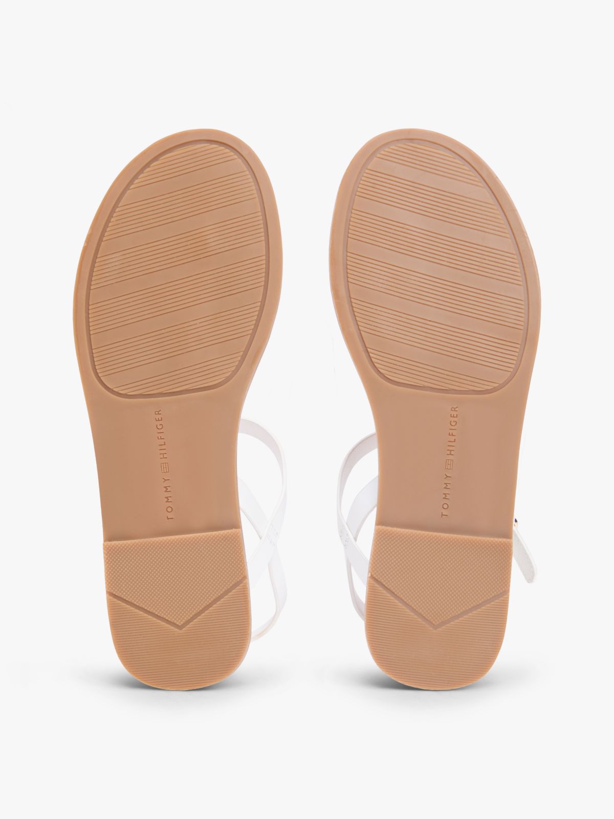 Leather TH Monogram Strap Sandals — White