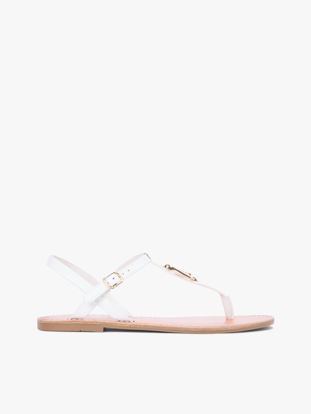 Leather TH Monogram Strap Sandals — White