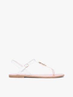 Leather TH Monogram Strap Sandals — White 1
