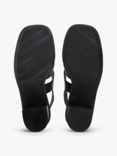 Leather Crest Block Heel Sandals — Black 5