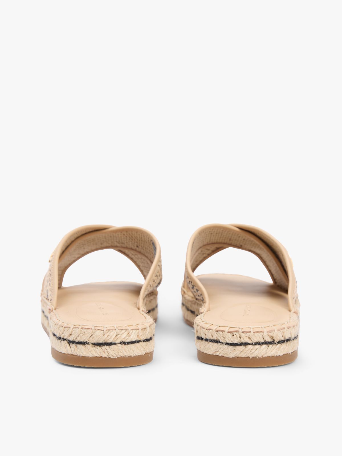 Raffia TH Monogram Espadrille Mules — Beige