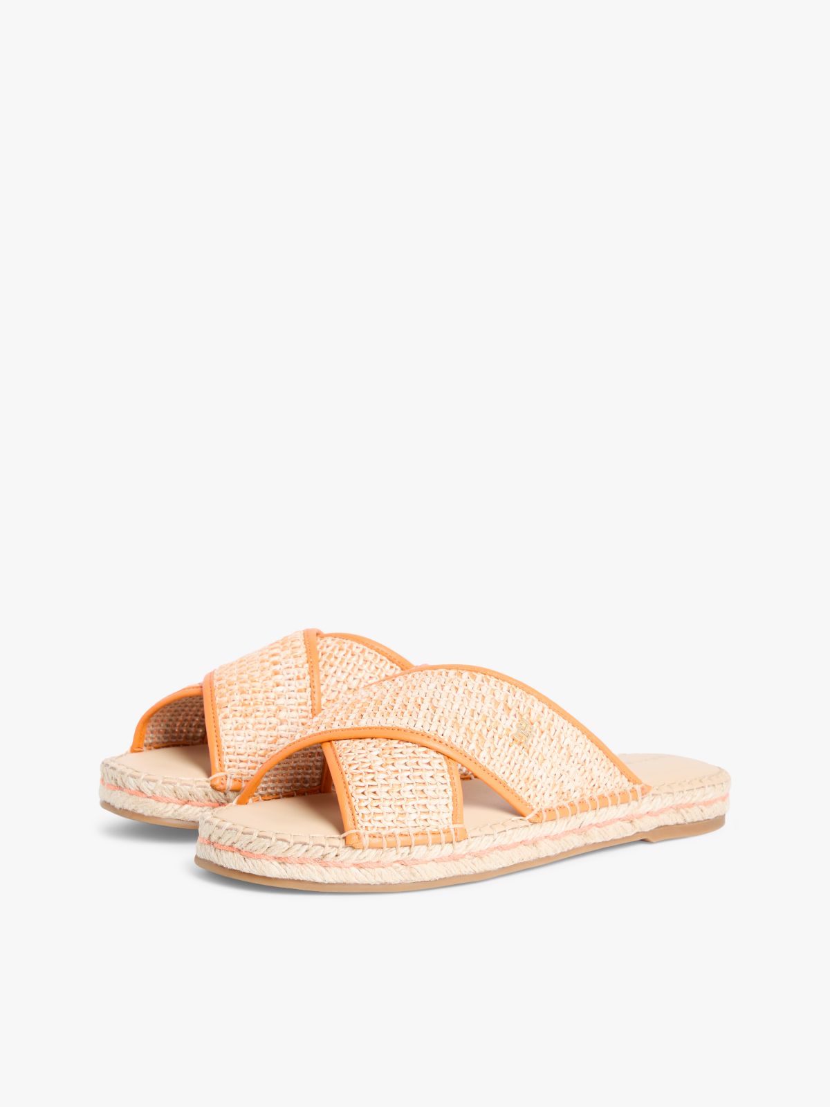 Raffia TH Monogram Espadrille Mules — Beige
