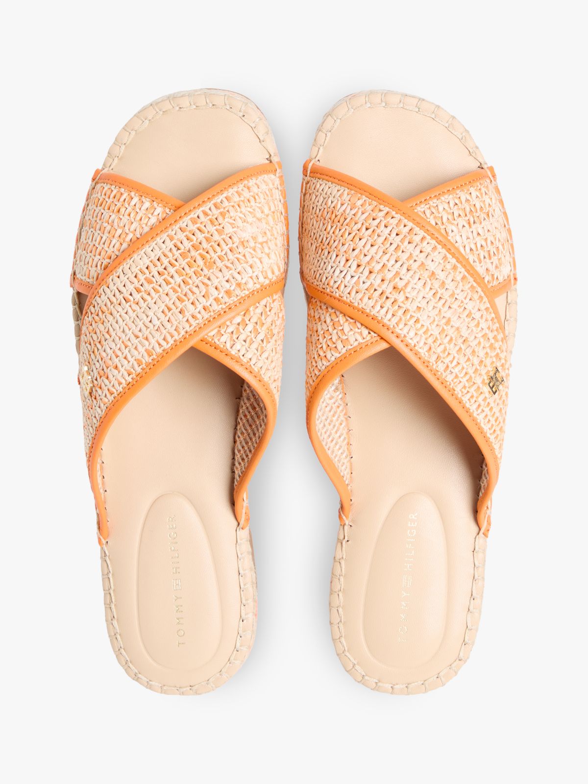 Raffia TH Monogram Espadrille Mules — Beige