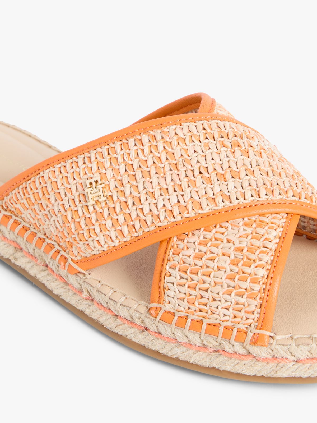 Raffia TH Monogram Espadrille Mules — Beige