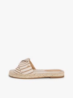 Canvas TH Monogram Stripe Espadrille Mules — Beige 7