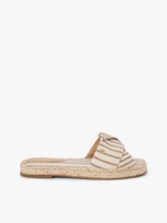 Canvas TH Monogram Stripe Espadrille Mules — Beige 1