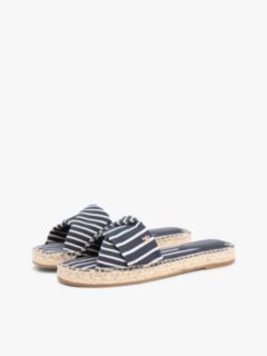 Canvas TH Monogram Stripe Espadrille Mules — Blue 2