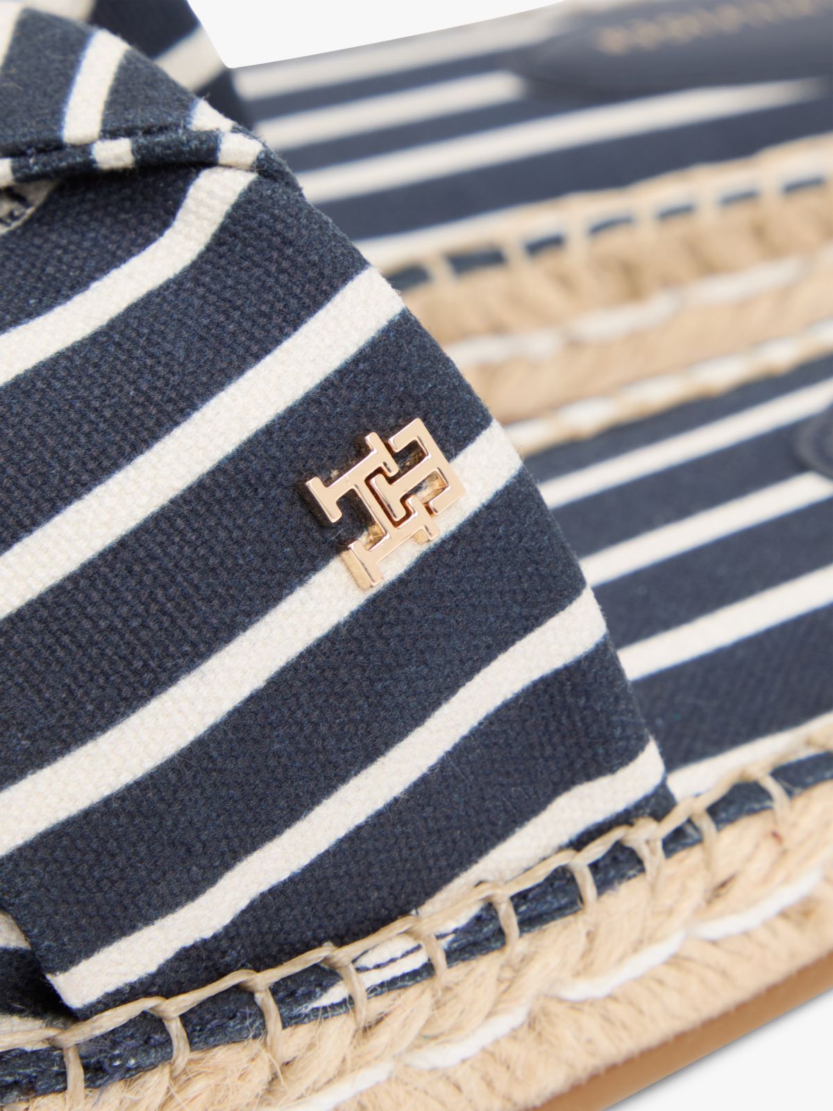 Canvas TH Monogram Stripe Espadrille Mules — Blue