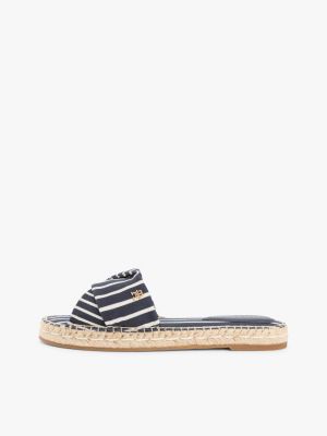 mules espadrilles à rayures en toile bleu pour femmes tommy hilfiger
