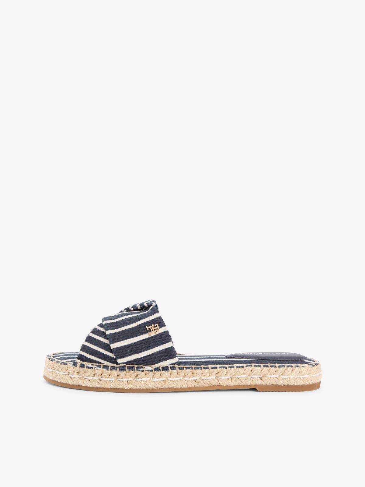 Canvas TH Monogram Stripe Espadrille Mules — Blue