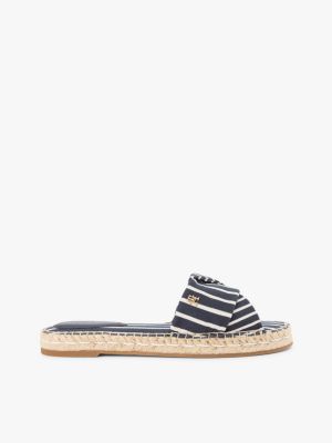 mules espadrilles à rayures en toile blue pour femmes tommy hilfiger