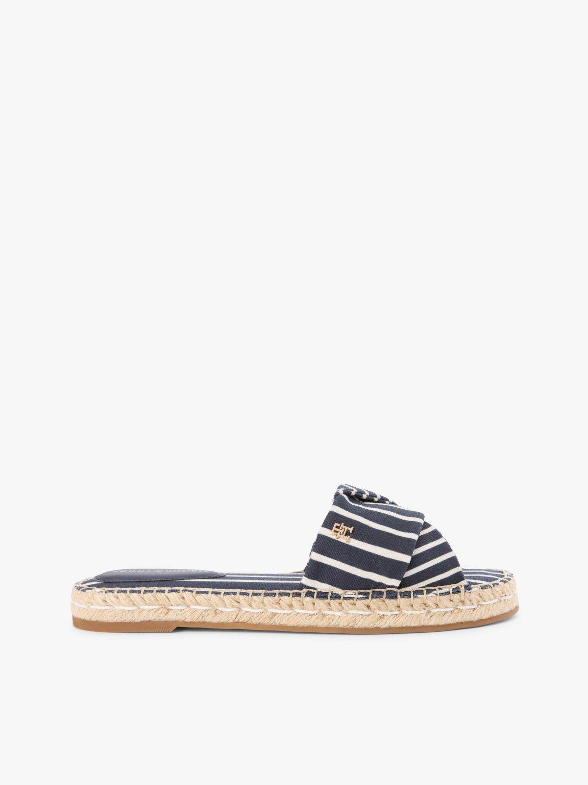 Canvas TH Monogram Stripe Espadrille Mules — Blue