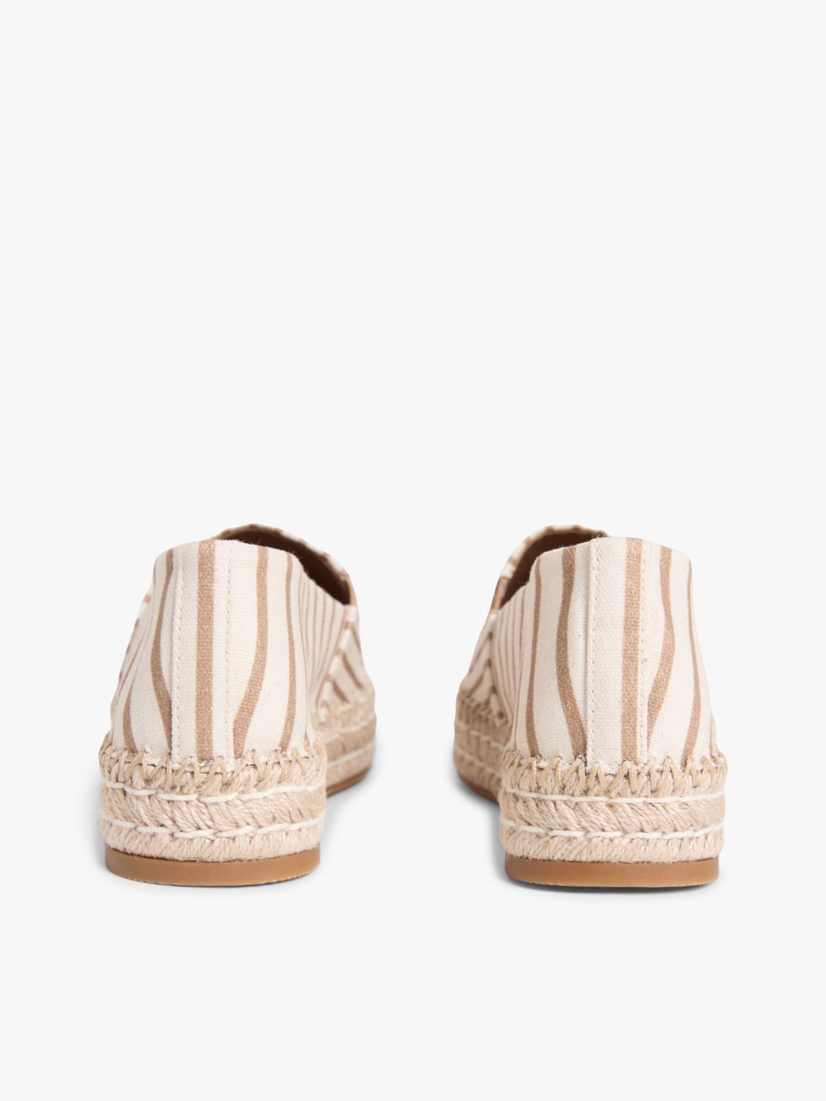 Canvas Stripe TH Monogram Platform Espadrilles — Beige