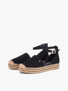 Suede Ankle Strap Platform Espadrilles — Black 2