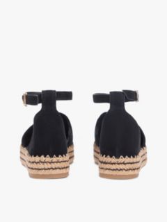 Suede Ankle Strap Platform Espadrilles — Black 4