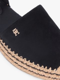 Suede Ankle Strap Platform Espadrilles — Black 6