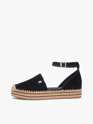 black suede ankle strap platform espadrilles for women tommy hilfiger